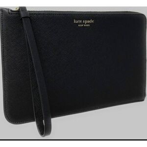 Kate Spade Large L-Zip Cameron Saffiano Leather Wristlet Black. Excellent condit